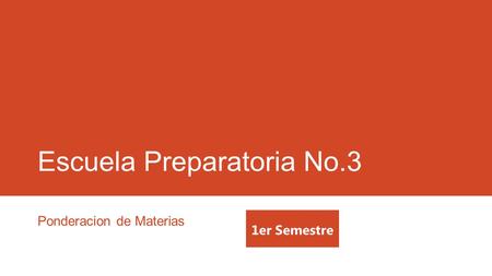 Escuela Preparatoria No.3 Ponderacion de Materias 1er Semestre.