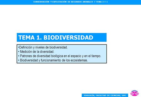 TEMA 1. BIODIVERSIDAD Definición y niveles de biodiversidad.