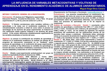 IV Jornadas de Innovación Docente e Investigación Educativa - 2010, Universidad de Zaragoza (Departamento de Psicología y Sociología,