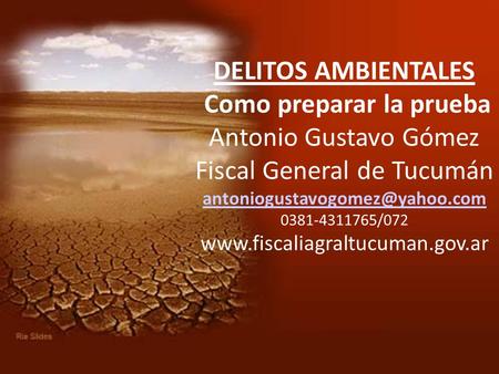 DELITOS AMBIENTALES Como preparar la prueba Antonio Gustavo Gómez Fiscal General de Tucumán 0381-4311765/072