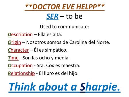 **DOCTOR EVE HELPP** SER – to be