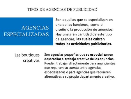TIPOS DE AGENCIAS DE PUBLICIDAD