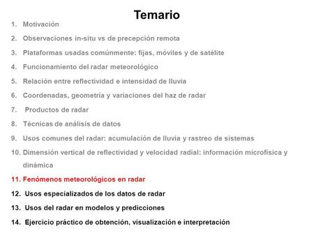 Temario Motivación Observaciones in-situ vs de precepción remota