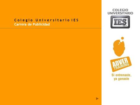 C o l e g i o U n i v e r s i t a r i o I E S Carrera de Publicidad.
