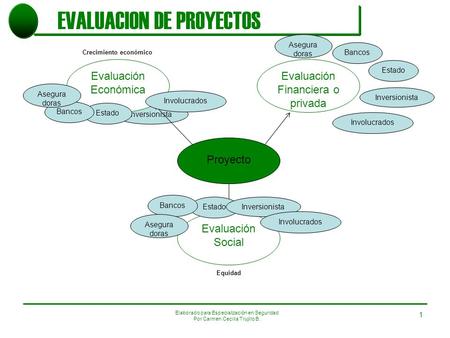 Elaborado para Especialización en Seguridad Por Carmen Cecilia Trujillo B. Inversionista 1 EVALUACION DE PROYECTOS Proyecto Evaluación Financiera o privada.