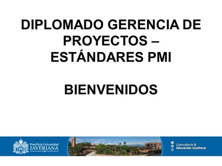 DIPLOMADO GERENCIA DE PROYECTOS – ESTÁNDARES PMI BIENVENIDOS.