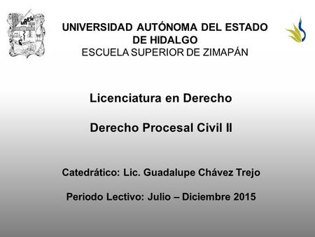 Licenciatura en Derecho Derecho Procesal Civil II