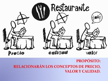 PROPÓSITO: RELACIONARÁN LOS CONCEPTOS DE PRECIO, VALOR Y CALIDAD.