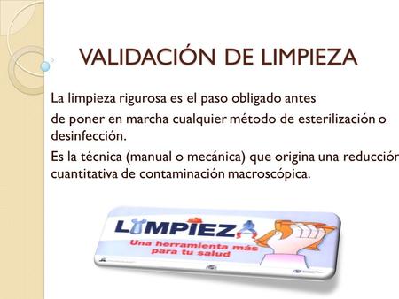 VALIDACIÓN DE LIMPIEZA
