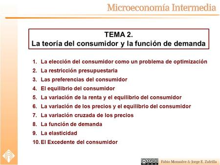 La teoría del consumidor y la función de demanda