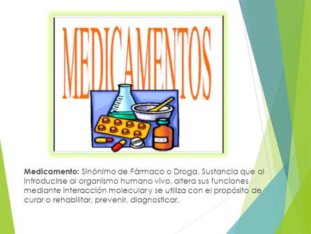 Medicamento: Sinónimo de Fármaco o Droga