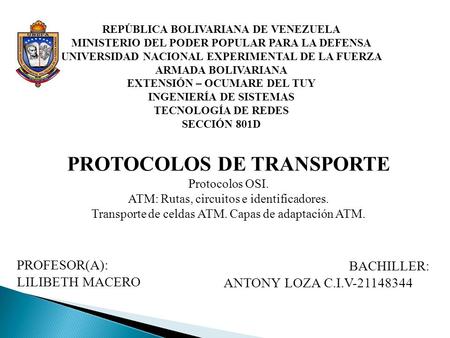 REPÚBLICA BOLIVARIANA DE VENEZUELA MINISTERIO DEL PODER POPULAR PARA LA DEFENSA UNIVERSIDAD NACIONAL EXPERIMENTAL DE LA FUERZA ARMADA BOLIVARIANA EXTENSIÓN.