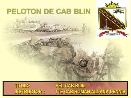 TITULO :PEL CAB BLIN INSTRUCTOR : TTE CAB ROMAN ALDANA DENNIS.