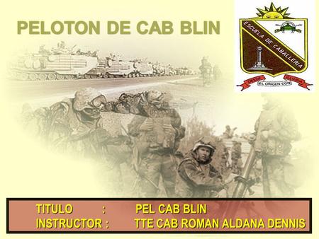 TITULO :PEL CAB BLIN INSTRUCTOR : TTE CAB ROMAN ALDANA DENNIS.