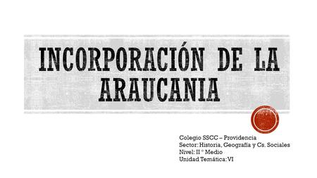 Colegio SSCC – Providencia Sector: Historia, Geografía y Cs. Sociales Nivel: II º Medio Unidad Temática: VI.