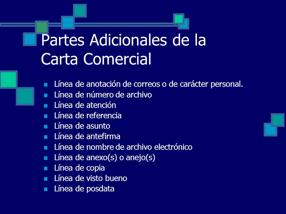 Partes Adicionales de la Carta Comercial - ppt video 