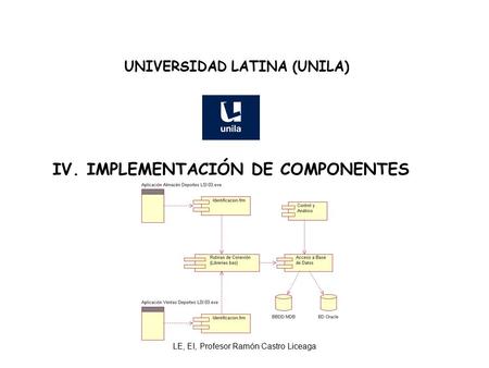 LE, EI, Profesor Ramón Castro Liceaga UNIVERSIDAD LATINA (UNILA) IV. IMPLEMENTACIÓN DE COMPONENTES.