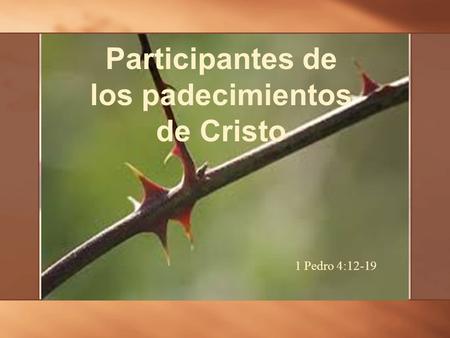 Participantes de los padecimientos de Cristo