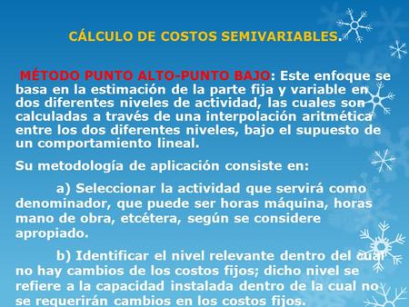 CÁLCULO DE COSTOS SEMIVARIABLES.