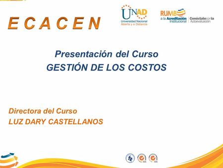 Presentación del Curso GESTIÓN DE LOS COSTOS Directora del Curso LUZ DARY CASTELLANOS.