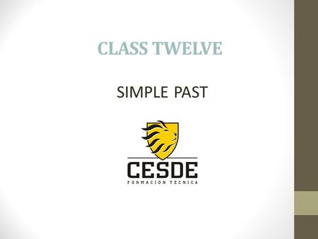 CLASS TWELVE SIMPLE PAST. AFFIRMATIVE I played on the computer he studied English she did the English tasks it took the test We you closed the program.