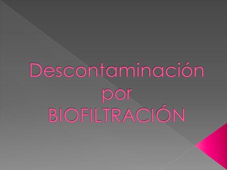 Descontaminación por BIOFILTRACIÓN