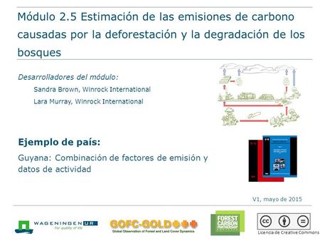 Módulo 2.5 Estimación de las emisiones de carbono causadas por la deforestación y la degradación de los bosques Materiales de capacitación de REDD+ de.
