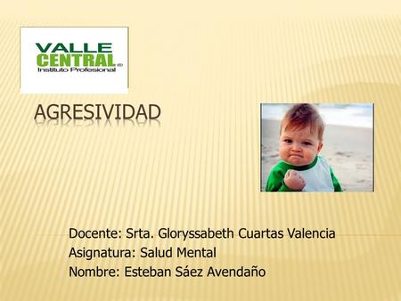 Docente: Srta. Gloryssabeth Cuartas Valencia Asignatura: Salud Mental Nombre: Esteban Sáez Avendaño.