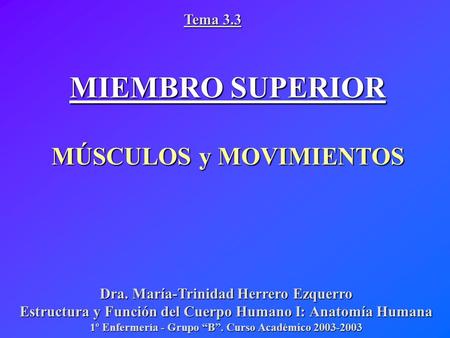 MIEMBRO SUPERIOR MÚSCULOS y MOVIMIENTOS Tema 3.3