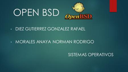 OPEN BSD DIEZ GUTIERREZ GONZALEZ RAFAEL MORALES ANAYA NORMAN RODRIGO SISTEMAS OPERATIVOS.