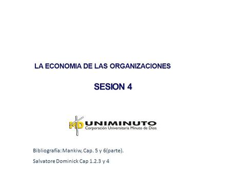 LA ECONOMIA DE LAS ORGANIZACIONES SESION 4 Bibliografía: Mankiw, Cap. 5 y 6(parte). Salvatore Dominick Cap 1.2.3 y 4.
