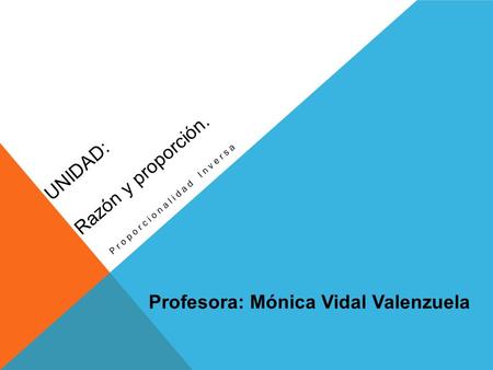 UNIDAD: Razón y proporción. Proporcionalidad Inversa Profesora: Mónica Vidal Valenzuela.