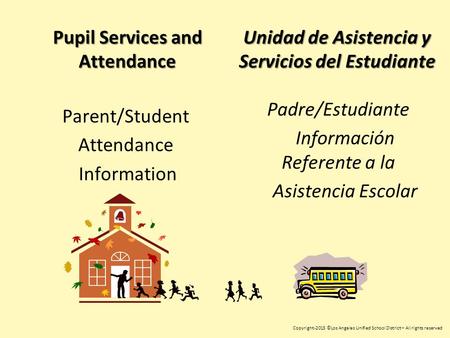 Pupil Services and Attendance Parent/Student Attendance Information Copyright-2015 ©Los Angeles Unified School District – All rights reserved Unidad de.