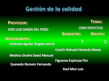 Gestión de la calidad Tema: Profesor: Semestre: Grupo: Integrantes: