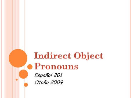 Español 201 Otoño 2009. Indirect Object Pronouns Mi familia me escribe un mensaje electrónico.