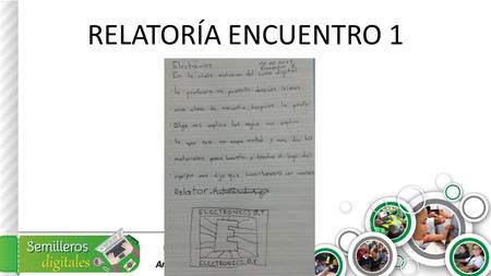 RELATORÍA ENCUENTRO 1. Nombre de la institución a la que pertenece la cuadrilla Institución Educativa Marco Tobón Mejía Nombre de la cuadrilla ELECTRONICS.