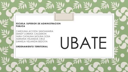 UBATE ESCUELA SUPERIOR DE ADMINISTRACION PUBLICA