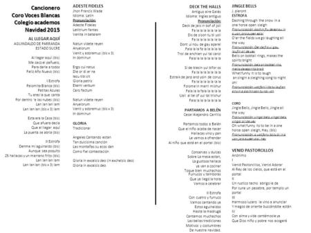Cancionero Coro Voces Blancas Colegio academos Navidad 2015 AL LLEGAR AQUÍ AGUINDALDO DE PARRANDA ESTADO SUCRE Al llegar aquí (bis) Me saco el pañuelo,