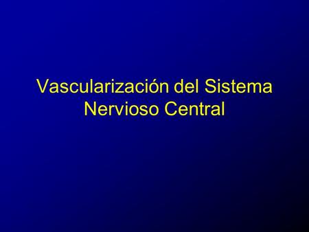 Vascularización del Sistema Nervioso Central