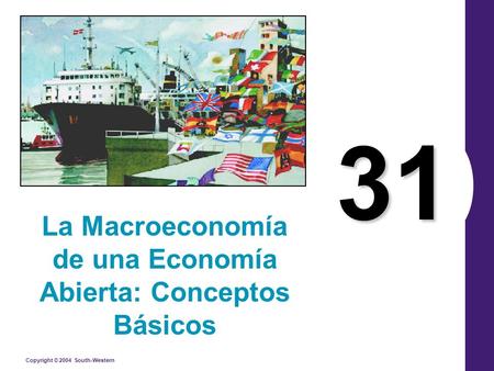 Copyright © 2004 South-Western 31 La Macroeconomía de una Economía Abierta: Conceptos Básicos.