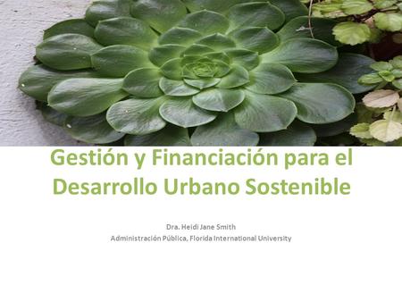 Gestión y Financiación para el Desarrollo Urbano Sostenible