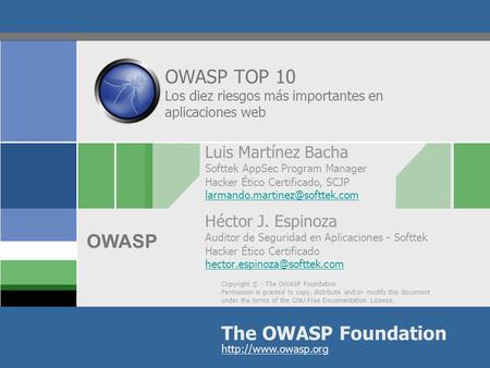 OWASP TOP 10 Los diez riesgos más importantes en aplicaciones web