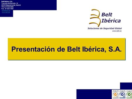 Presentación de Belt Ibérica, S.A.