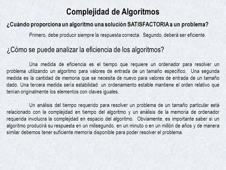 Complejidad de Algoritmos