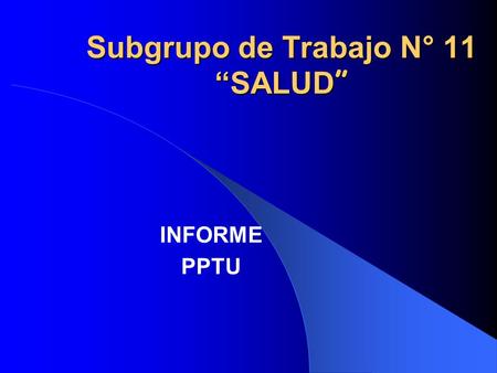 Subgrupo de Trabajo N° 11 SALUD Subgrupo de Trabajo N° 11 SALUD INFORME PPTU.