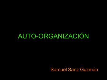 AUTO-ORGANIZACIÓN Samuel Sanz Guzmán.