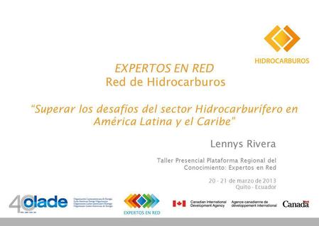 EXPERTOS EN RED Red de Hidrocarburos Superar los desafíos del sector Hidrocarburífero en América Latina y el Caribe Lennys Rivera Taller Presencial Plataforma.