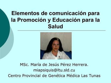 Elementos de comunicación para la Promoción y Educación para la Salud