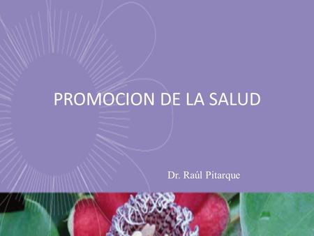PROMOCION DE LA SALUD Dr. Raúl Pitarque.