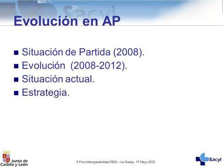 Evolución en AP Situación de Partida (2008). Evolución ( ).